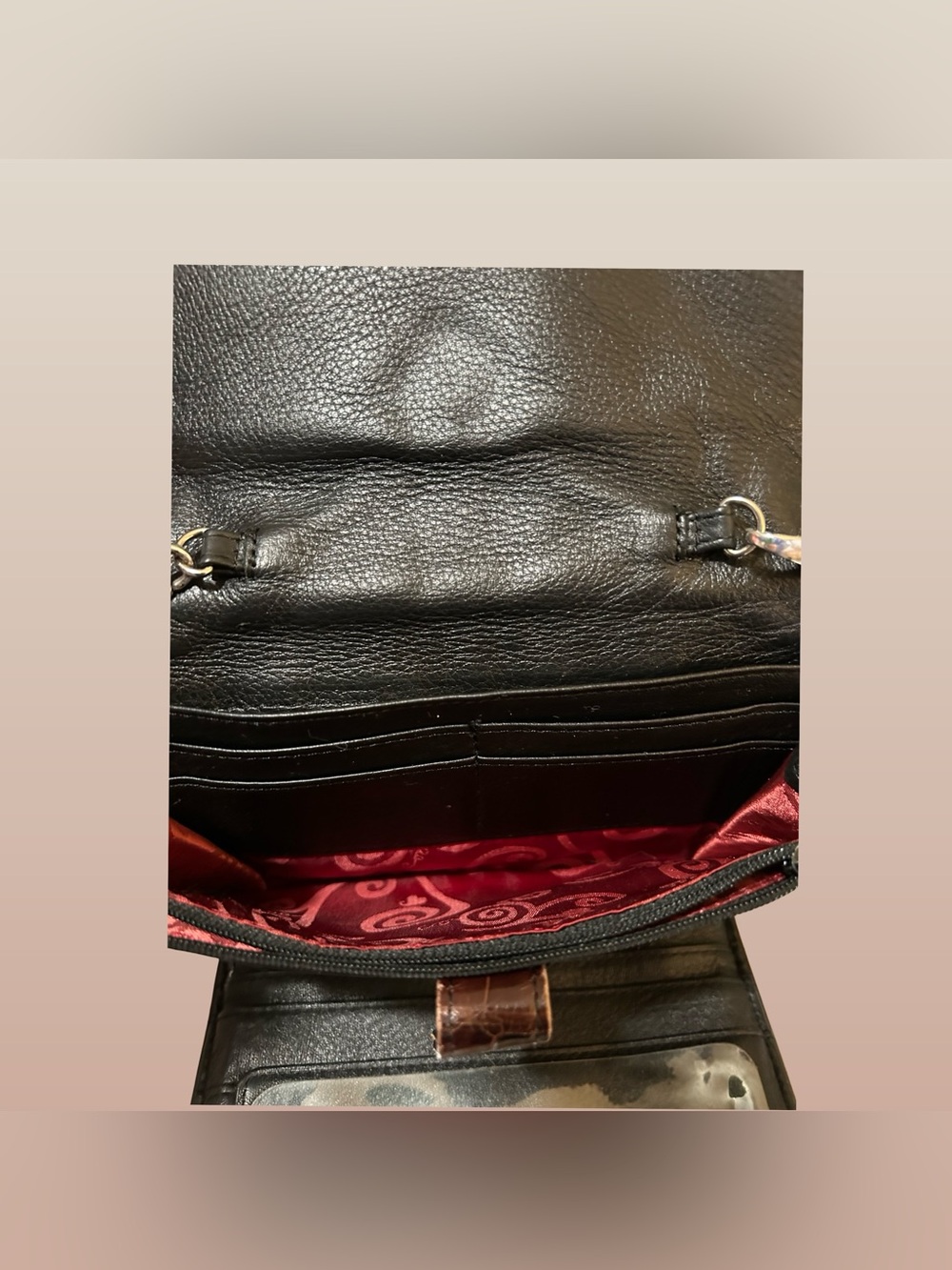 GOOD PLUS CONDITION! BRIGHTON NEPAL ORGANIZATION PEBBLE LEATHER CROSSBODY PURSE! - Picture 11 of 16